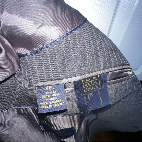 Brooks Brothers 346 Men’s 46L Gray Stripe 100% Wool Sport Coat Suit Jacket 46 L - Picture 10 of 16